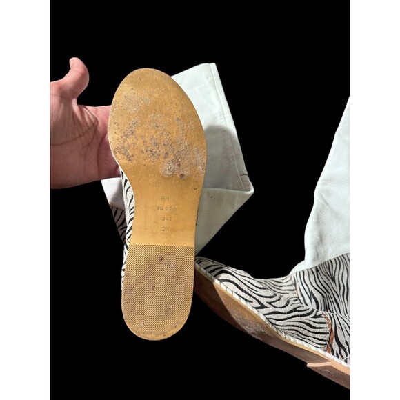 Vintage Candies Flat Leather Boots Bordeaux 70s 80s Zebra Print - Picture 5 of 8